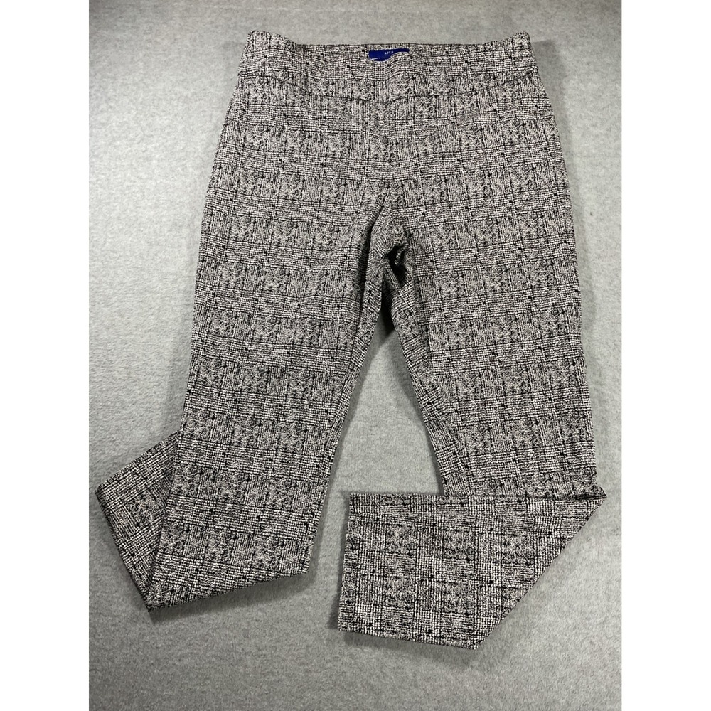 Apt. 9 Brynn Black White Plaid Pull On Pants Womens 14 Slim Leg Stretch 2473